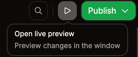 The live preview button in the toolbar.