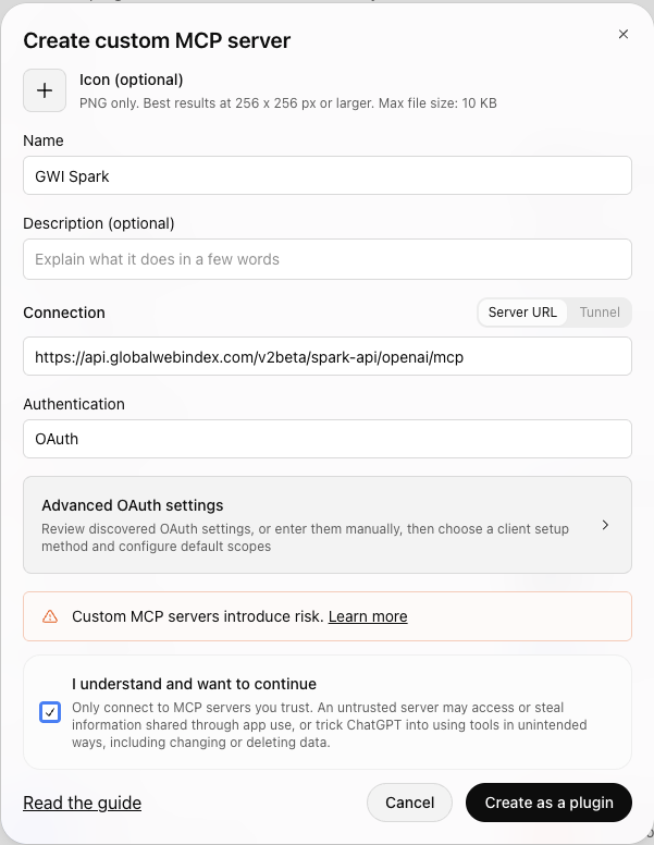 ChatGPT MCP admin setup