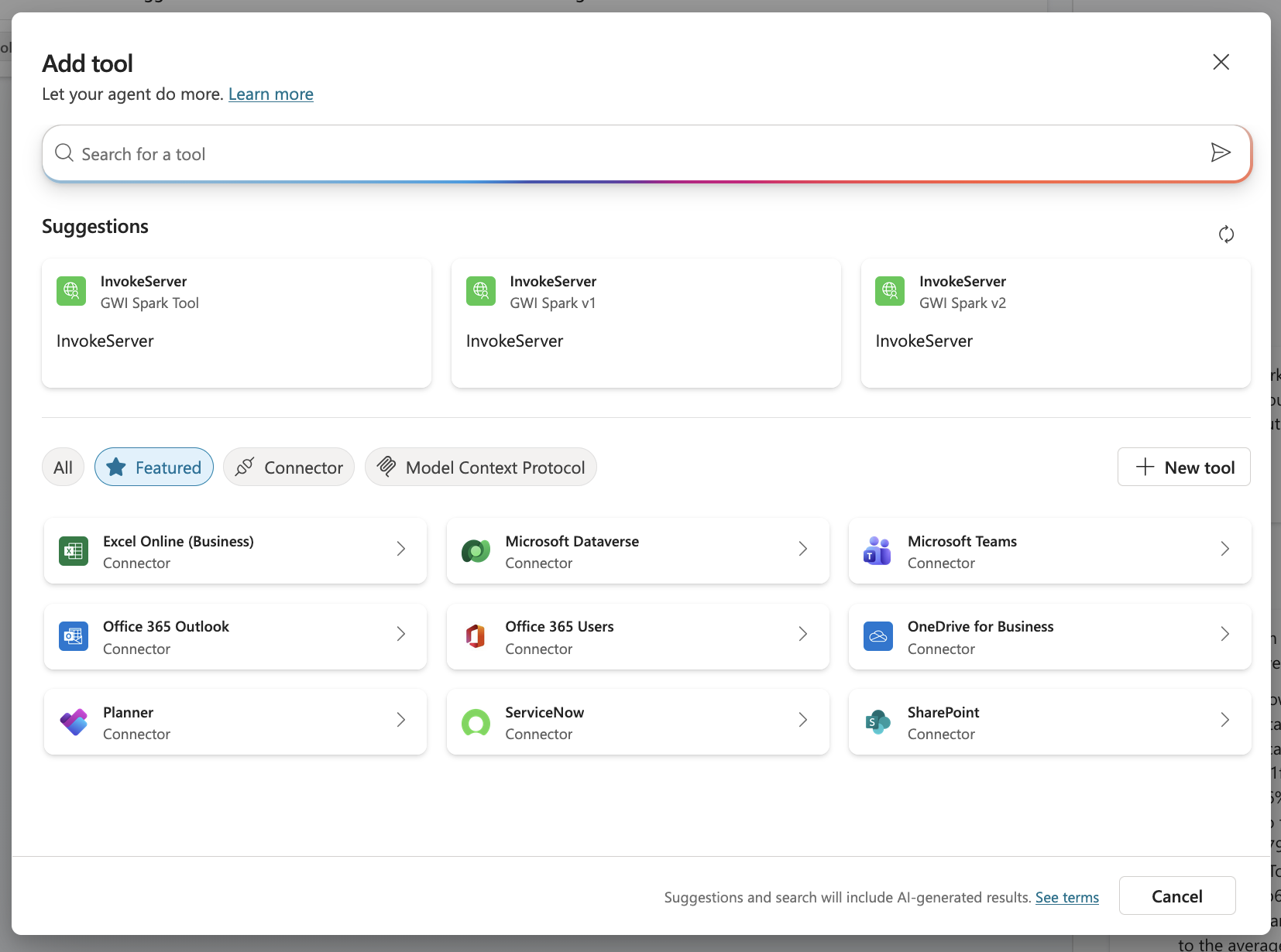 Copilot Studio add MCP tool