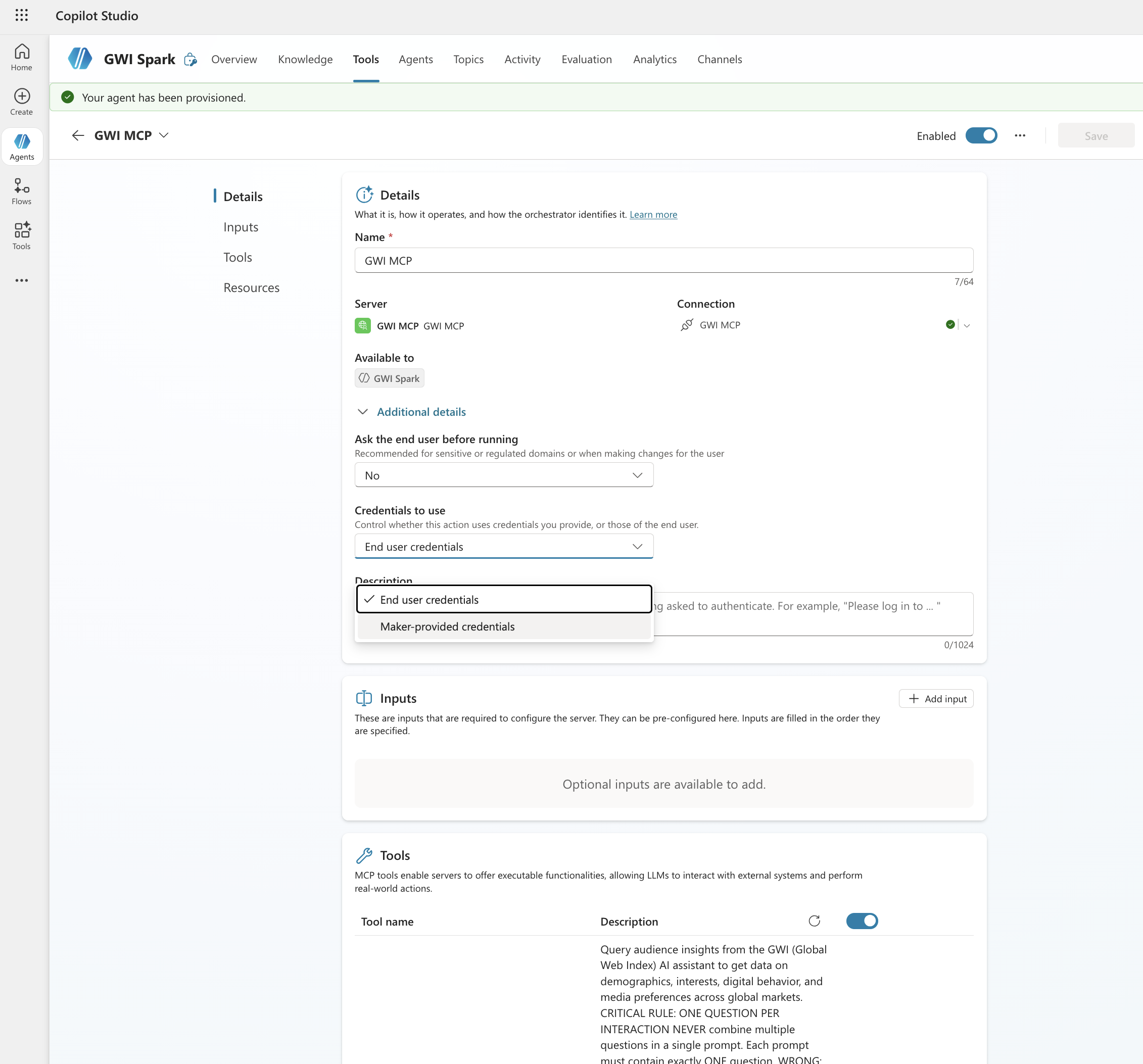 Copilot Studio MCP setup