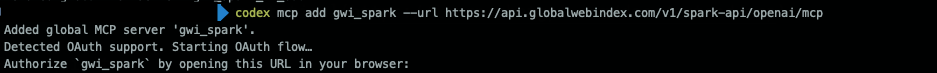Add the v1 GWI Spark MCP server and start OAuth in Codex