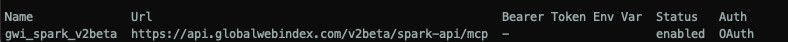 The OAuth-authenticated v2beta server in the Codex server list