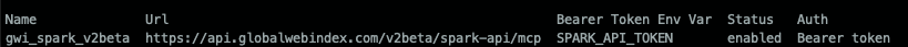 The token-authenticated v2beta server in the Codex server list