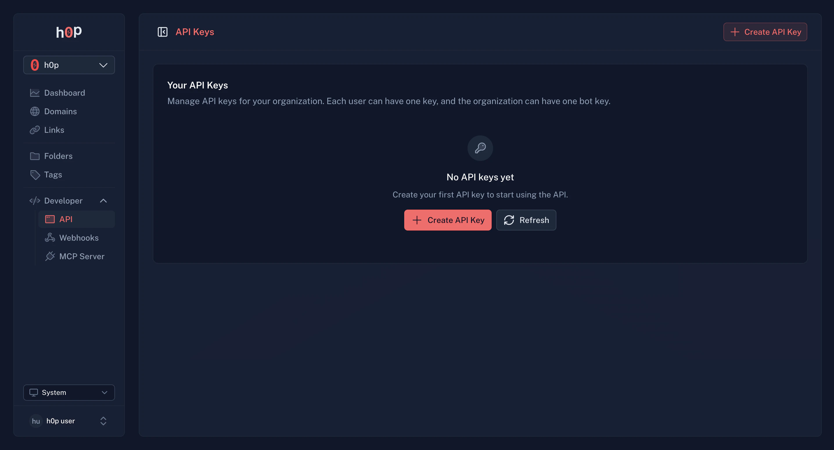 Navigating to API Keys