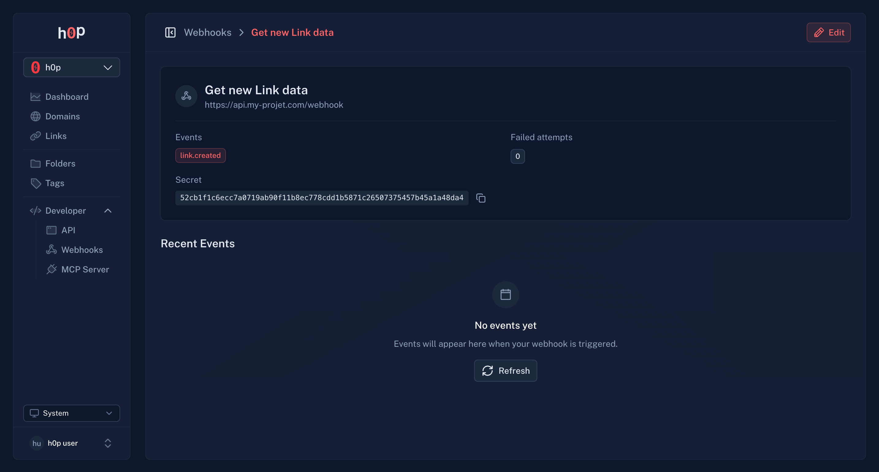 Webhook Creation Form