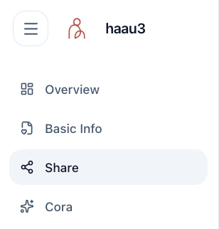 Patient navigation with Share activity selected