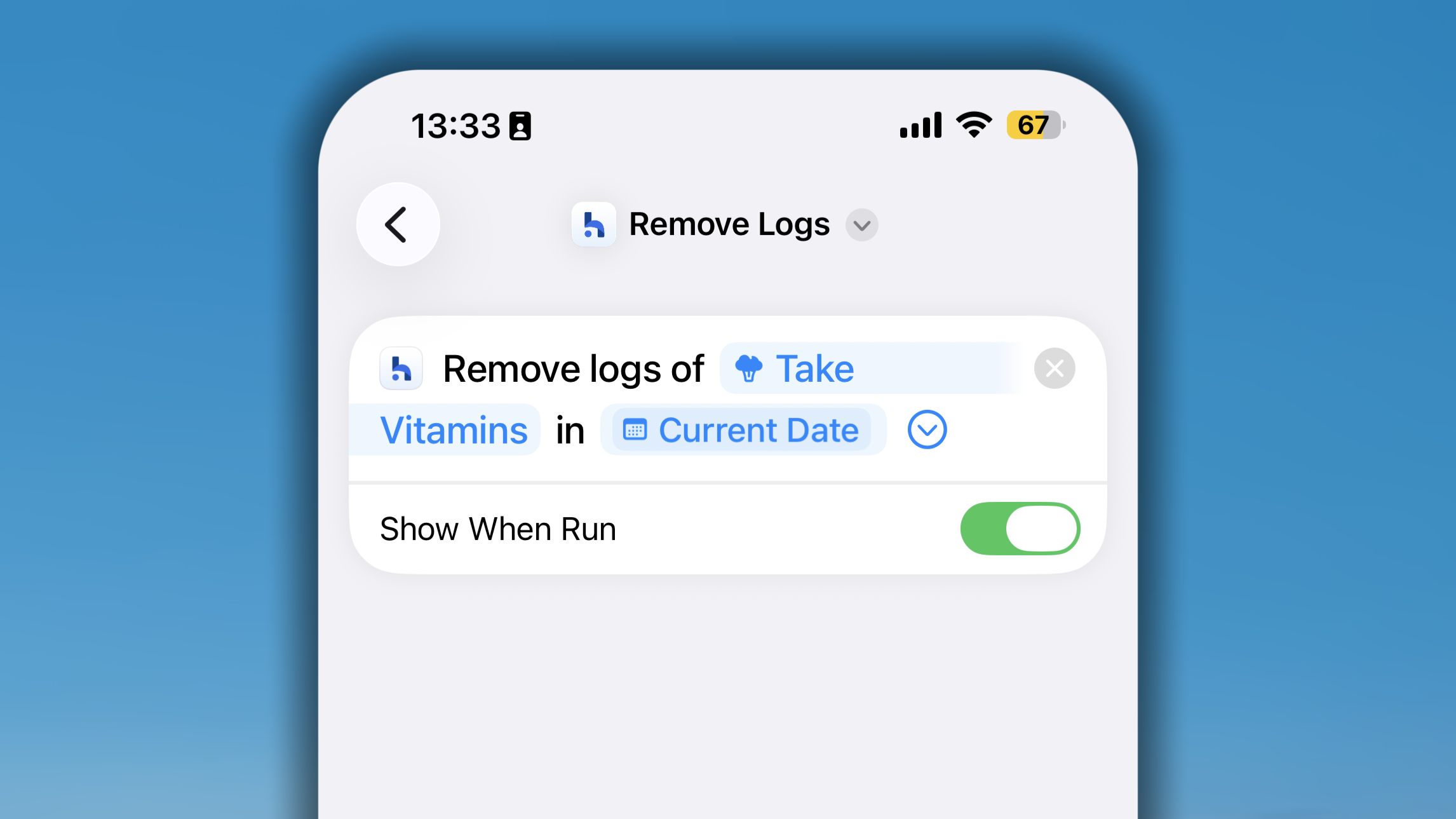 Remove Log Shortcut I OS