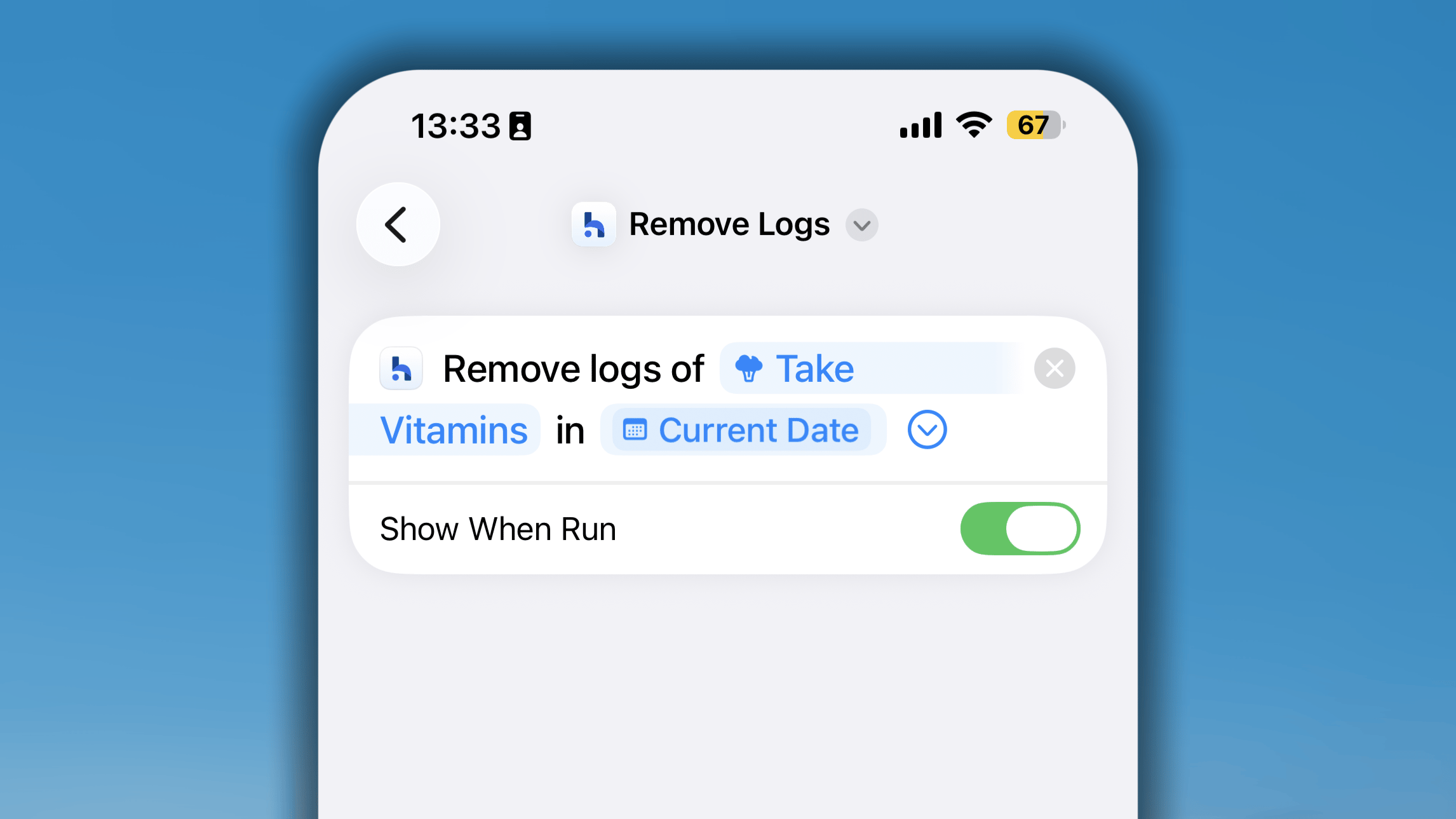 Remove Log Shortcut I OS