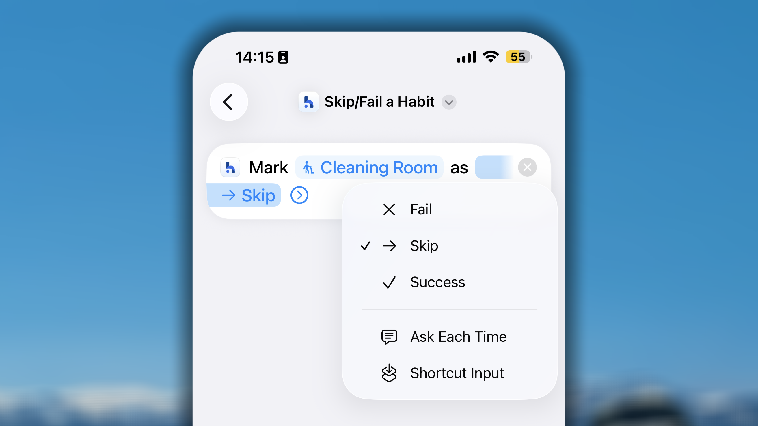 Skip Fail Habit Shortcut I OS