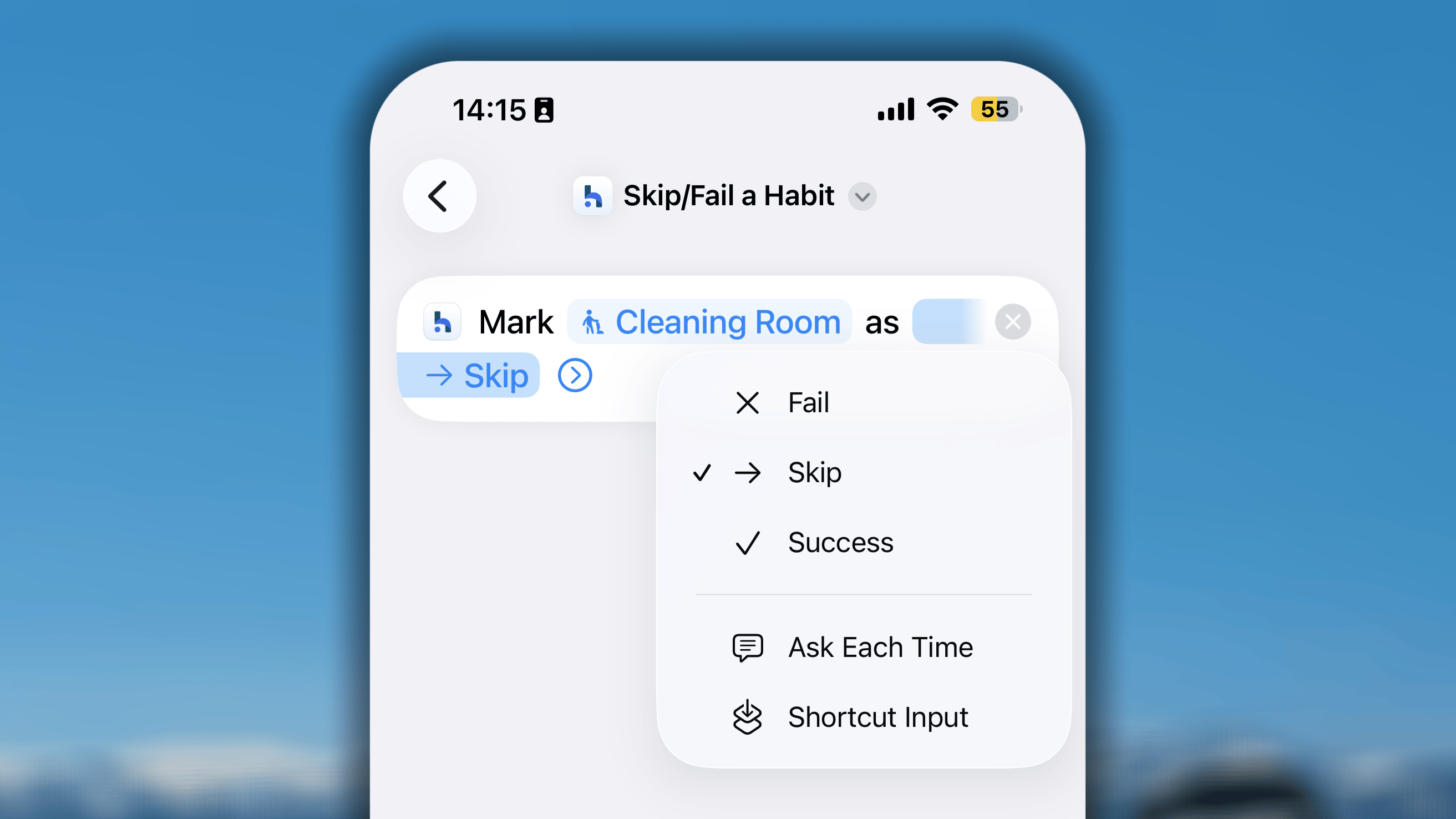 Skip Fail Habit Shortcut I OS