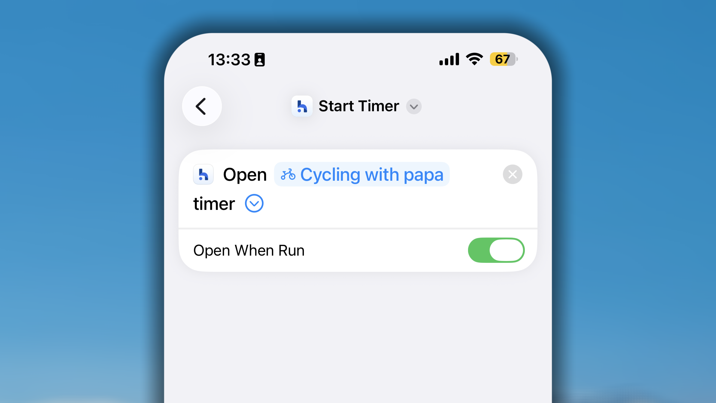Start Timer Shortcut I OS