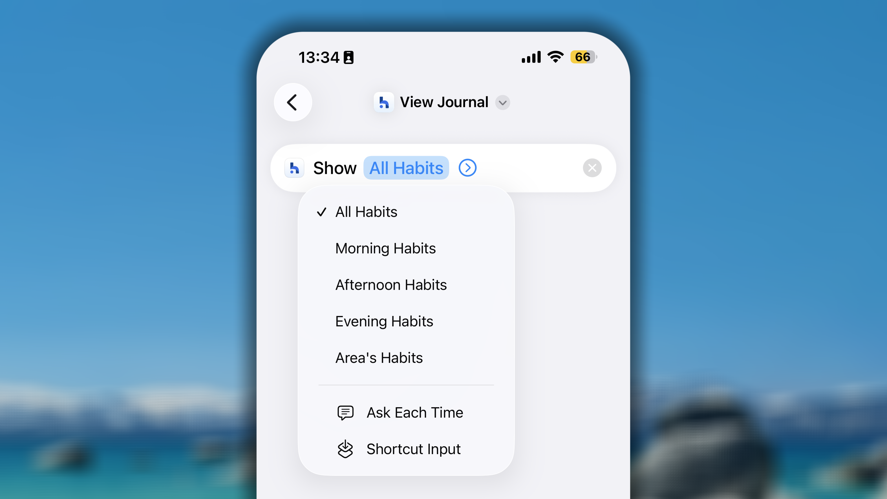 View Journal Shortcut I OS