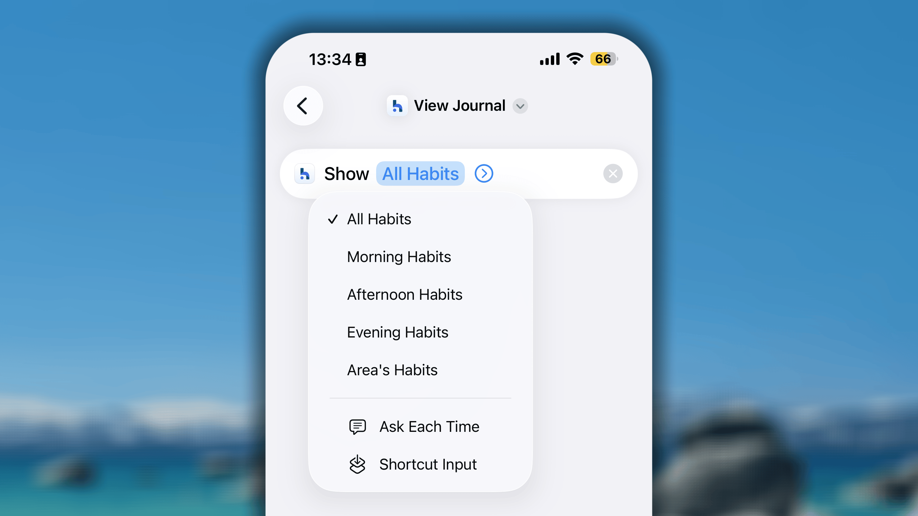 View Journal Shortcut I OS