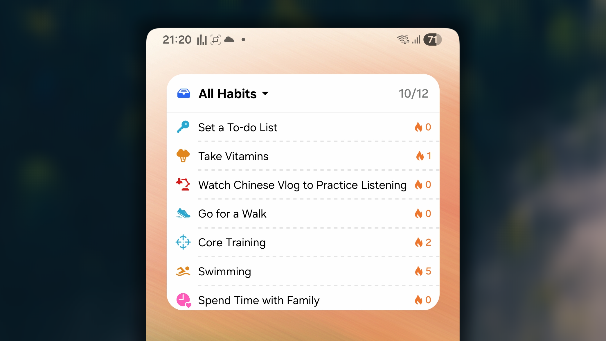 Today Habits Widget Android