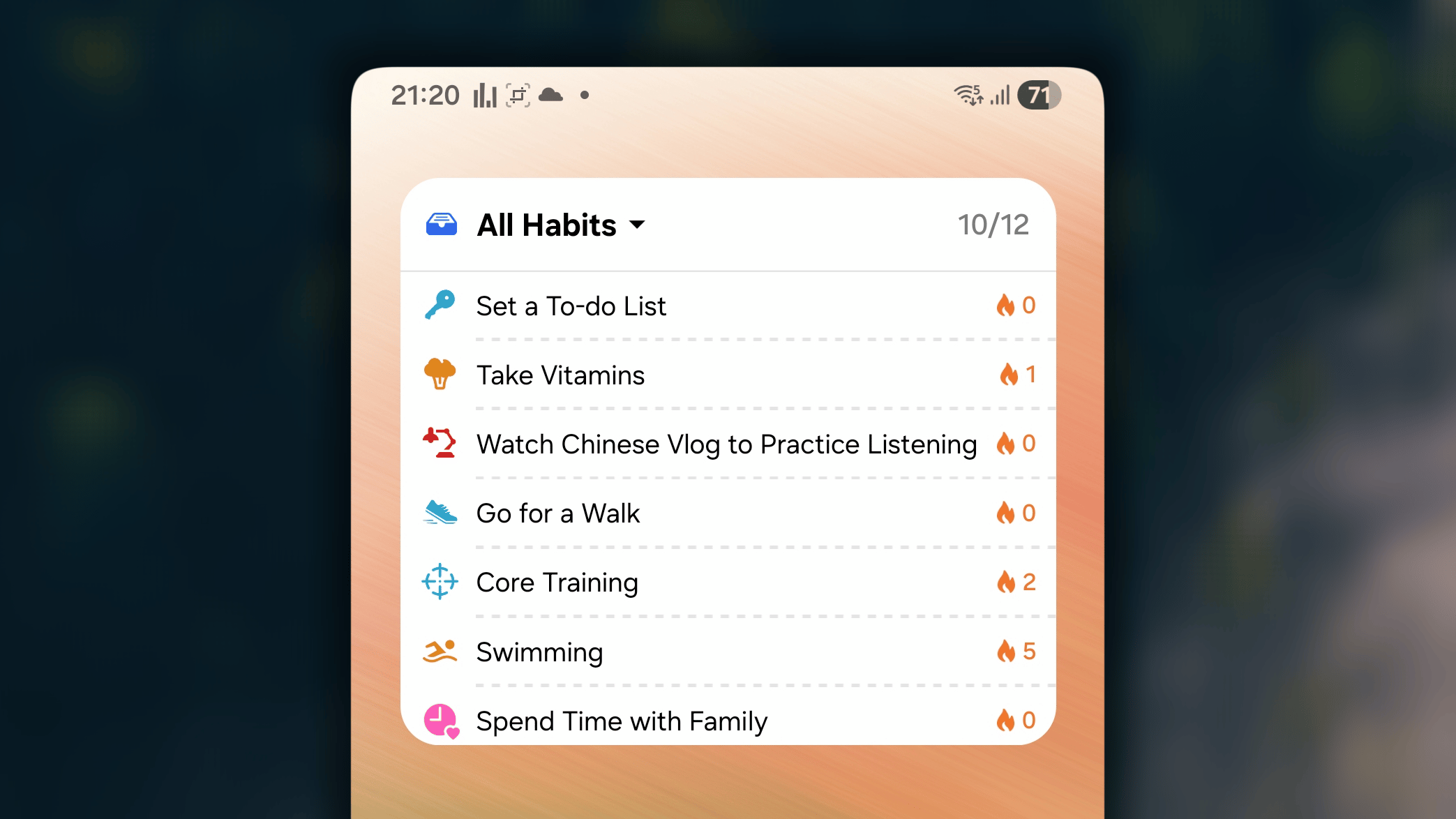 Today Habits Widget Android