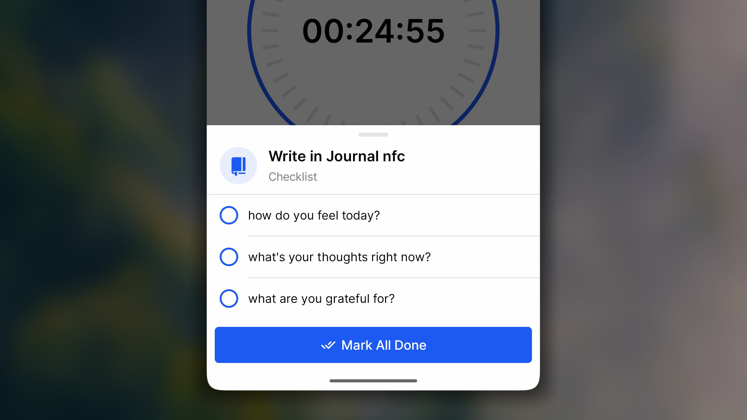 Timer Checklist