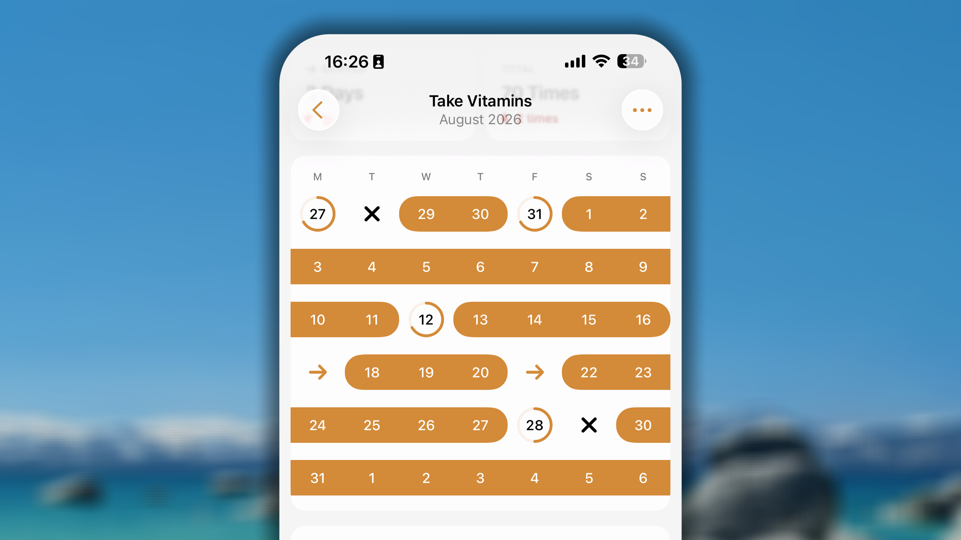 Calendar View Good Habit Single I OS