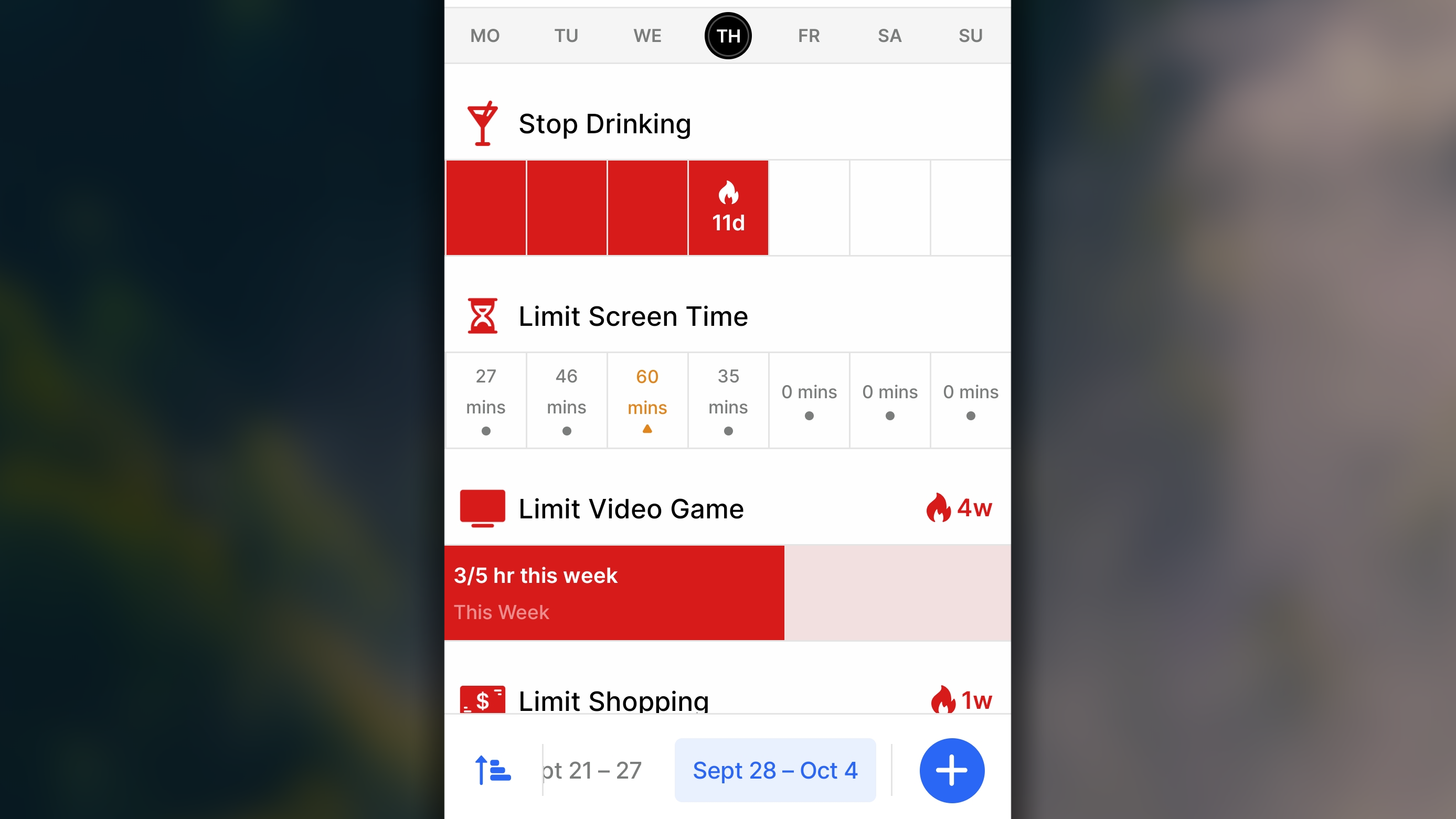 Weekly View Bad Habits Android
