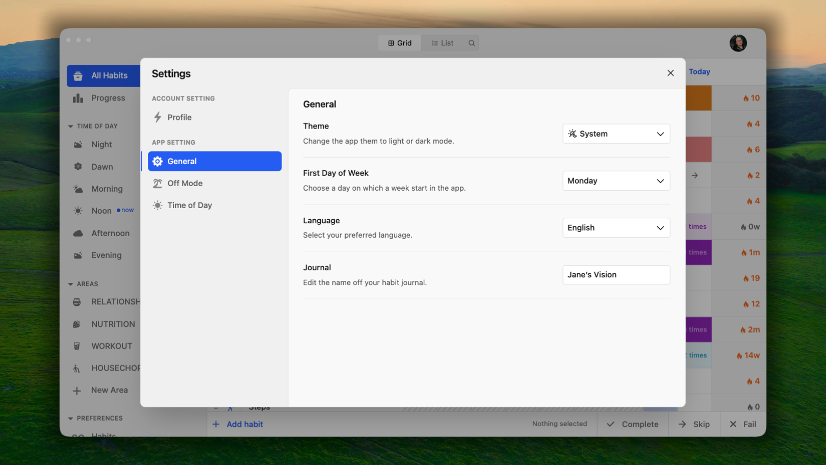 App Settings Web&desktop