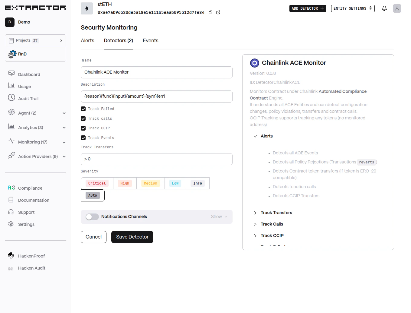 DetectorChainlinkACE Configuration