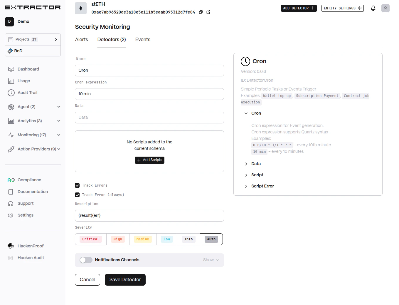 DetectorCron Configuration