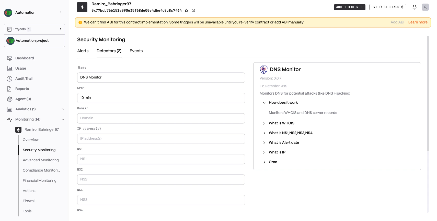 DetectorDNS Configuration