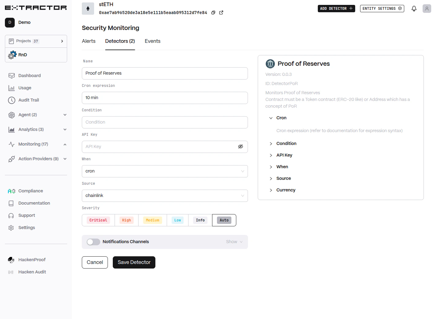 DetectorPoR Configuration