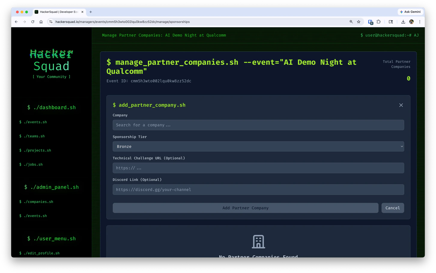 Add partner company form