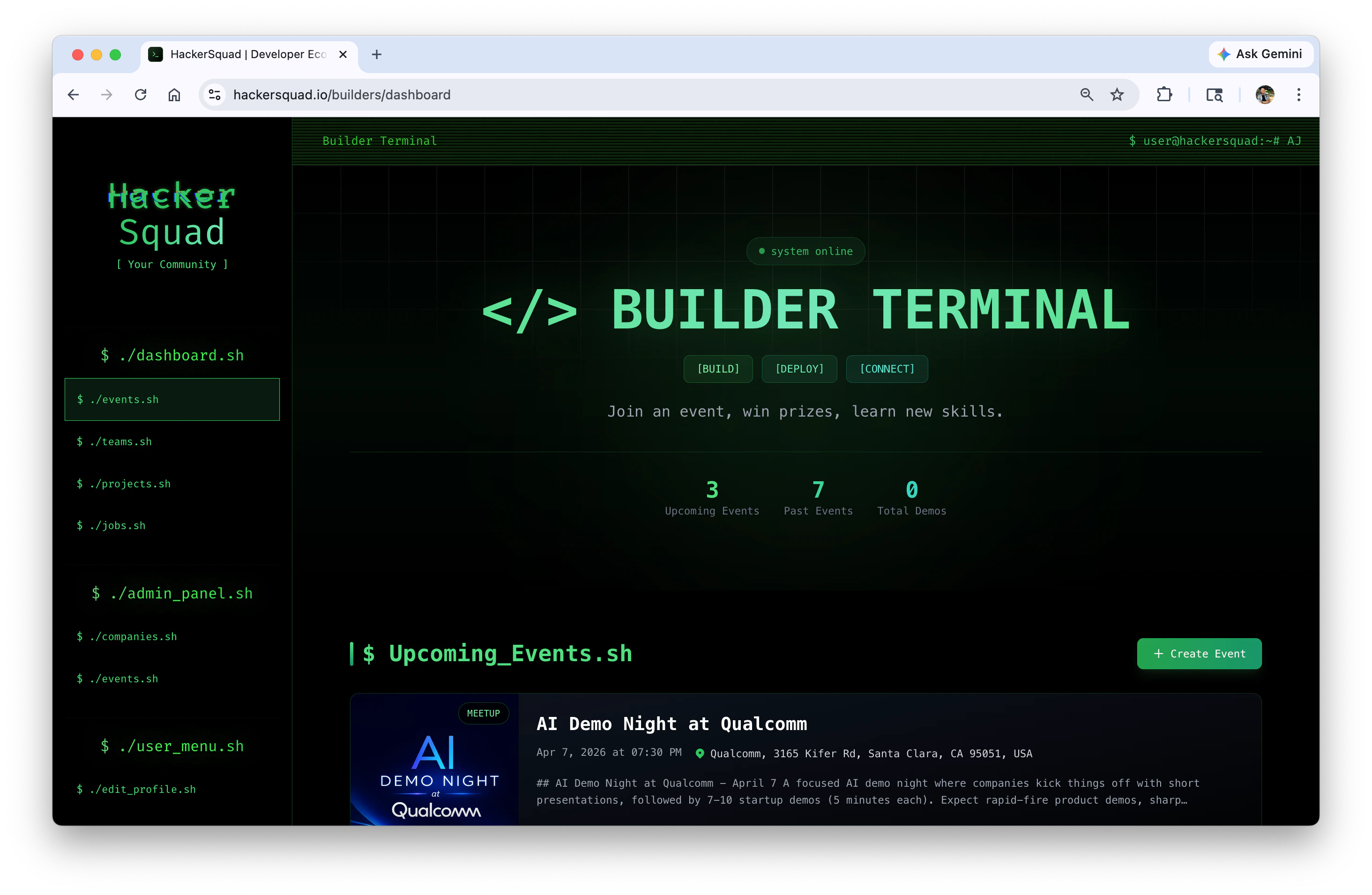 Builder terminal in HackerSquad
