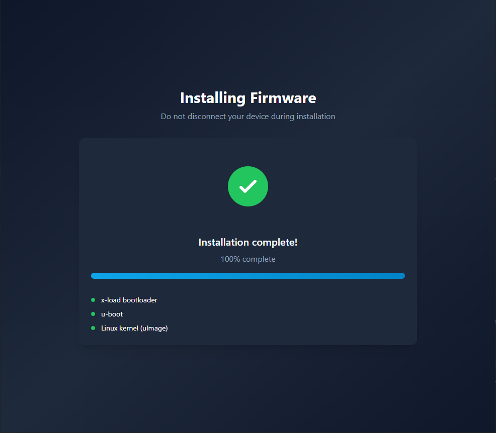 Installation Complete screen