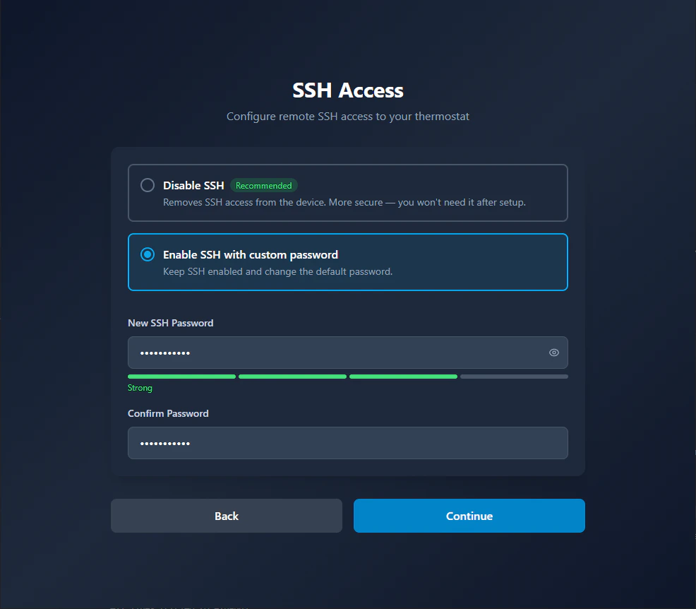 SSH Password fields for custom credentials