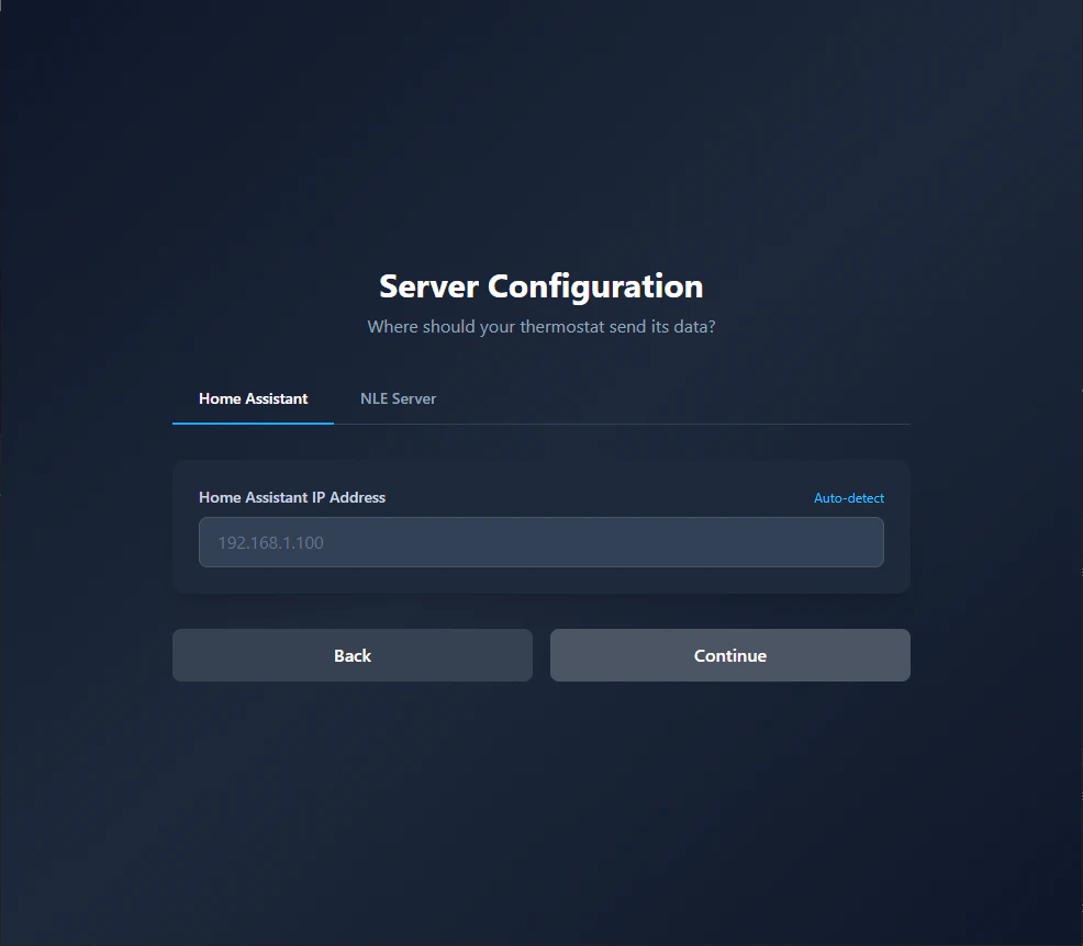 Server Configuration — enter your self-hosted server address