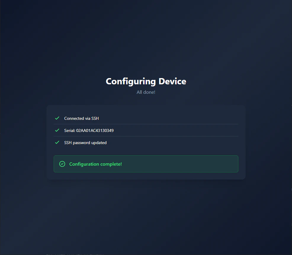 Configuring Device — provisioning in progress