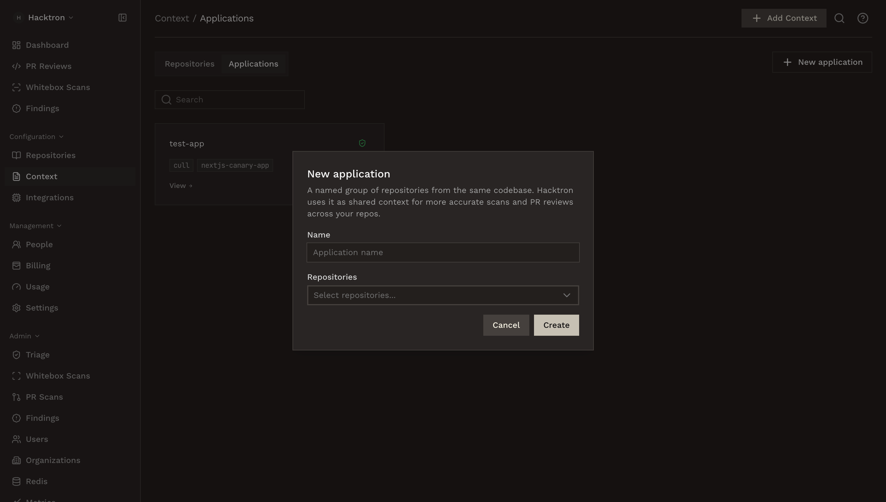 Creating a new application