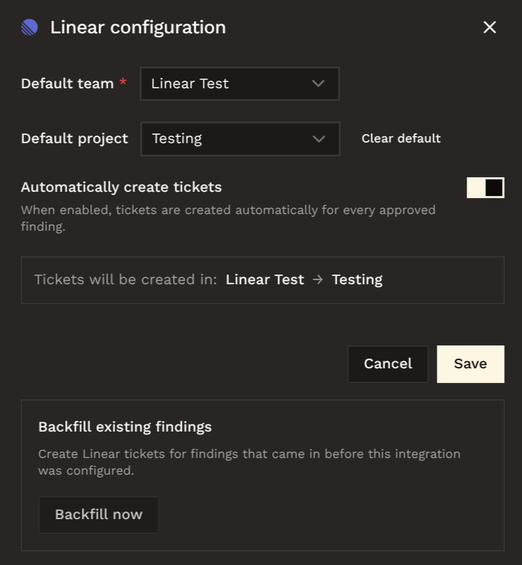 Linear settings