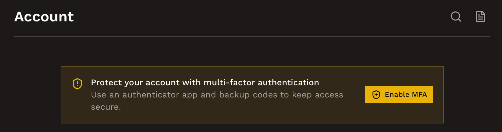 Enable MFA from Account settings