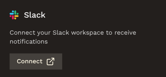Slack integration card in Hacktron