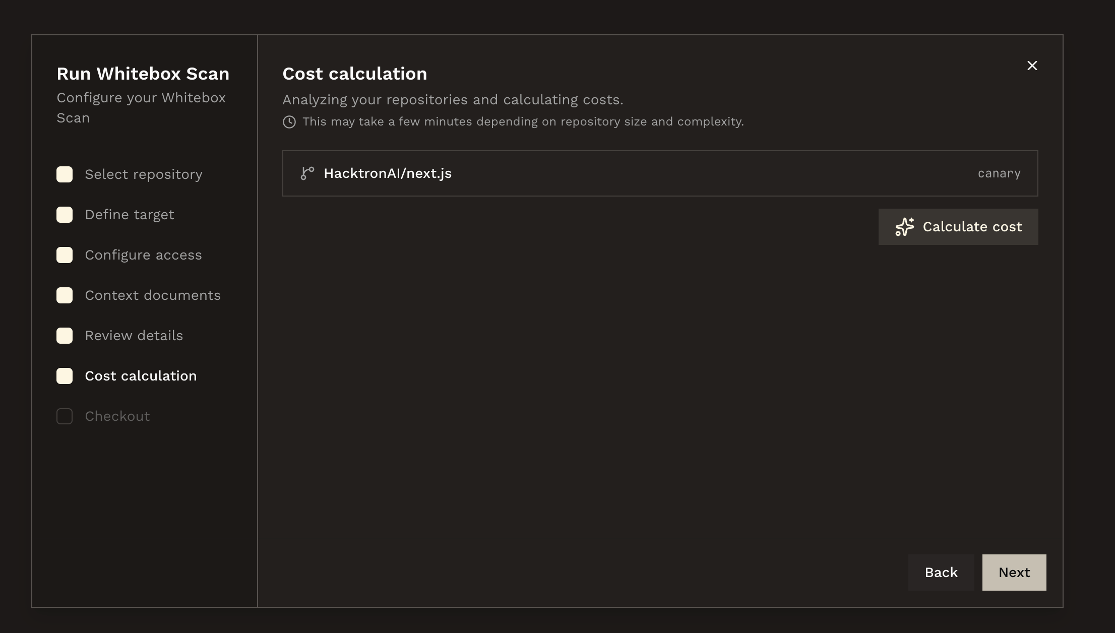 Run the credit cost estimate for the scan