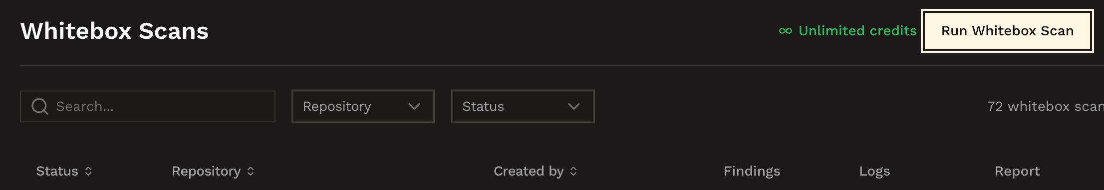 Open a new Whitebox Scan in the Hacktron dashboard