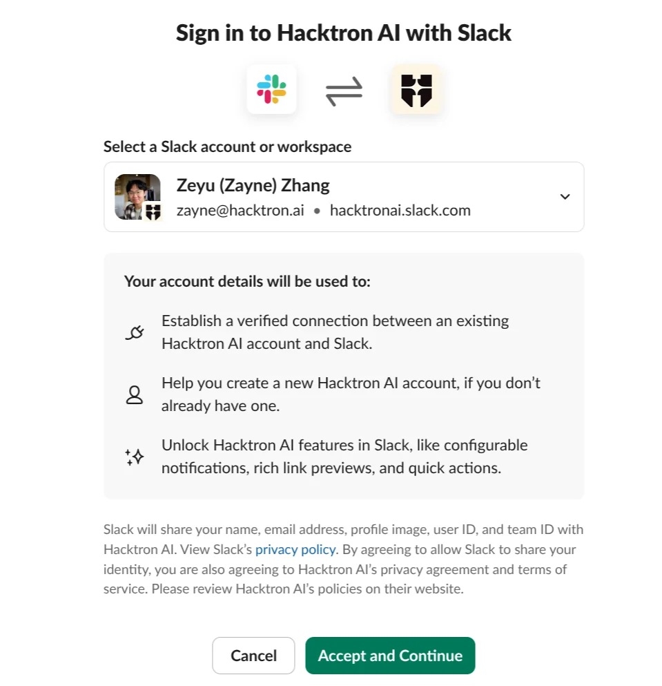 Slack authorization