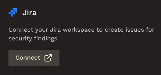 Jira integration card in Hacktron