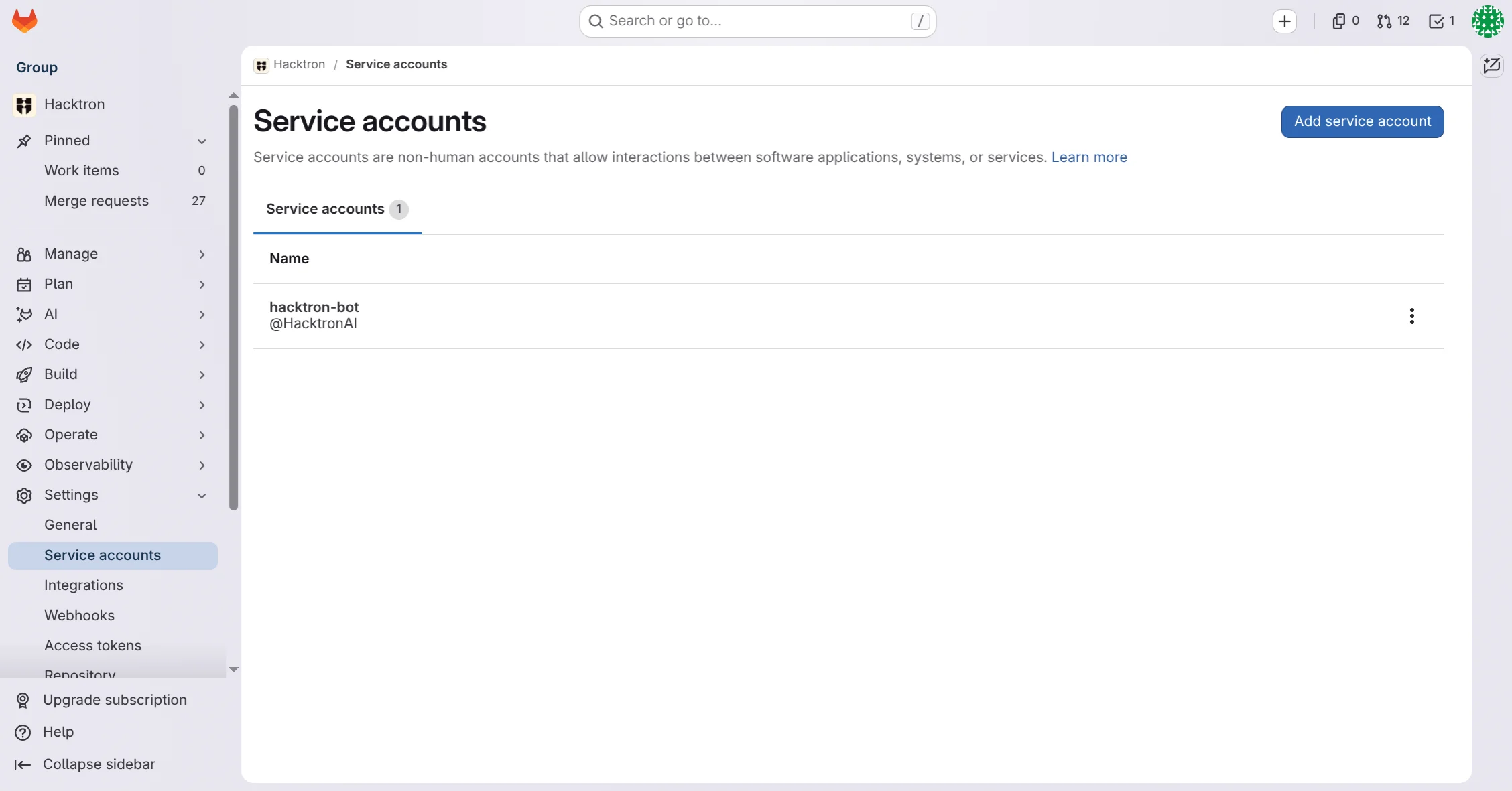 GitLab Service Accounts