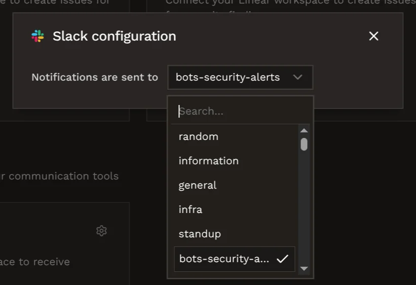 Slack channel configuration