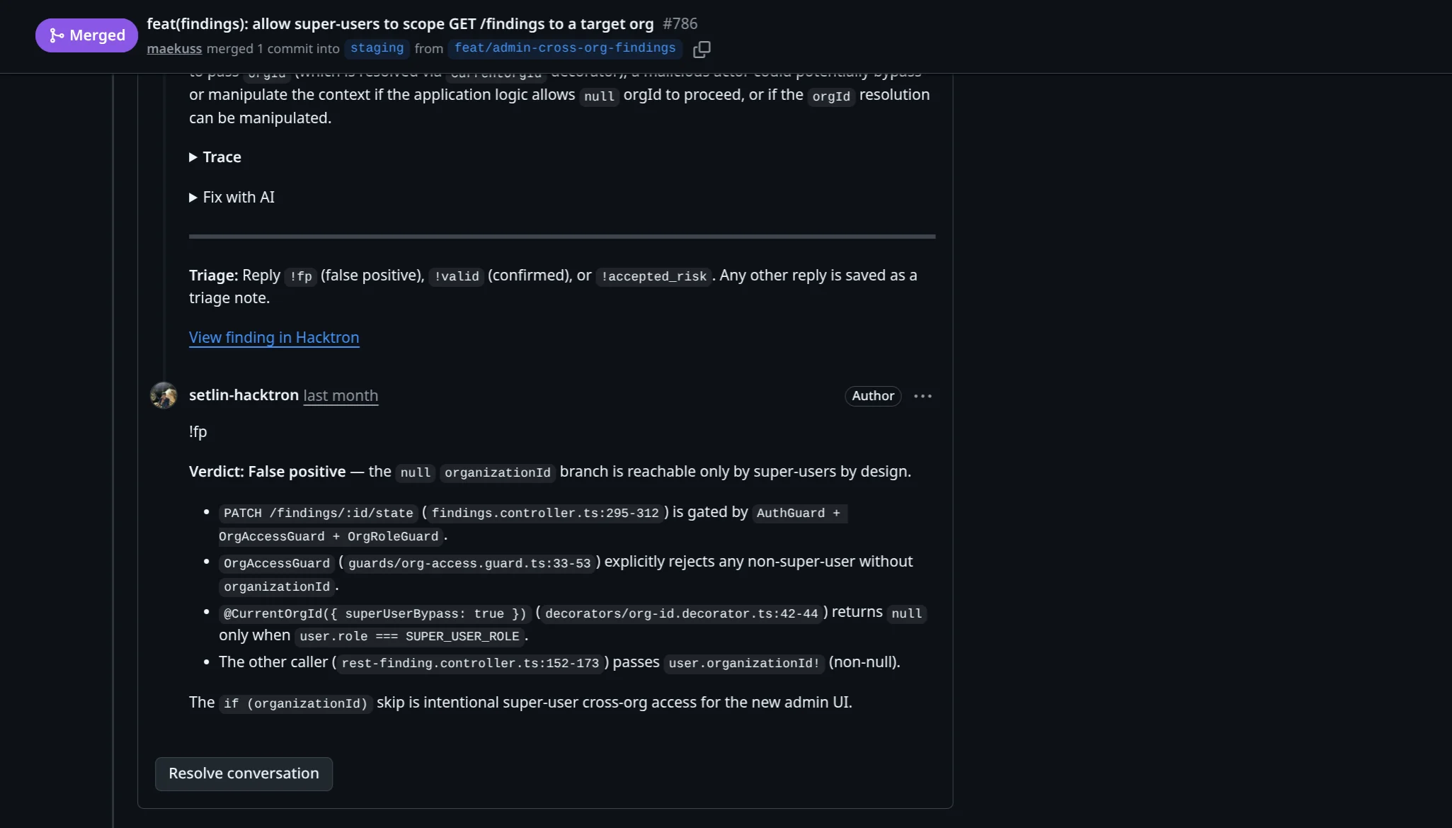 Triage comments