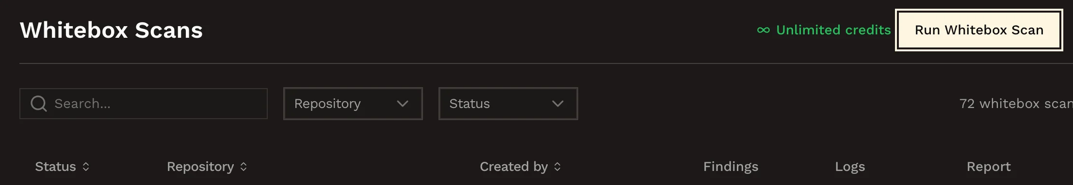 Open a new Whitebox Scan in the Hacktron dashboard