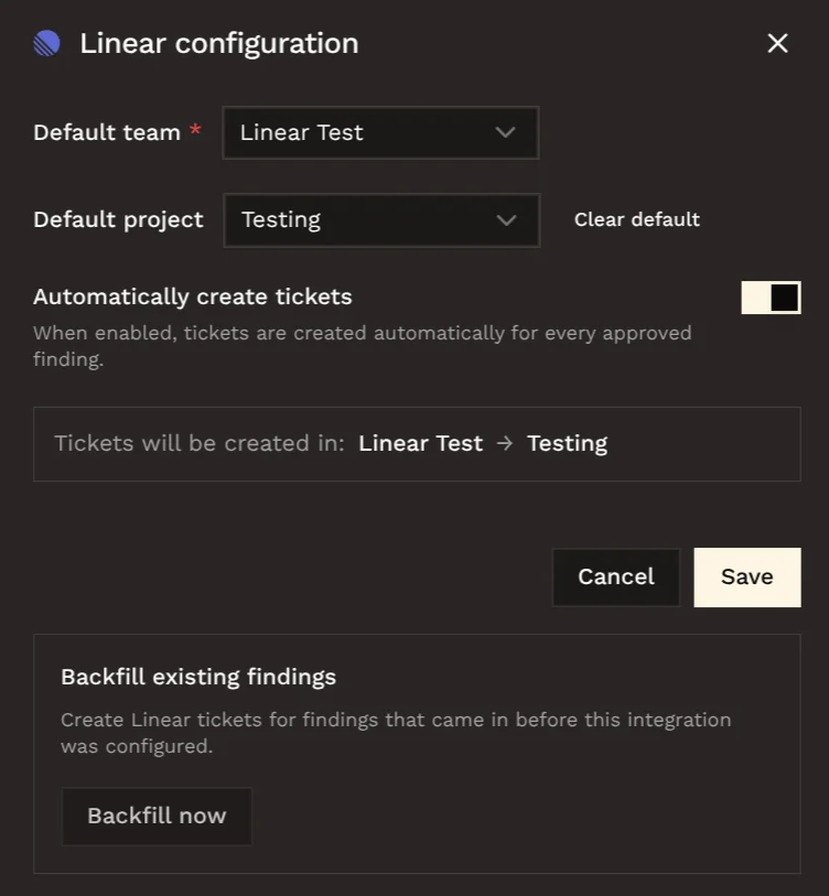 Linear settings