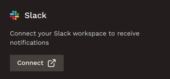 Slack integration card in Hacktron