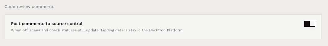 Code review comments settings card