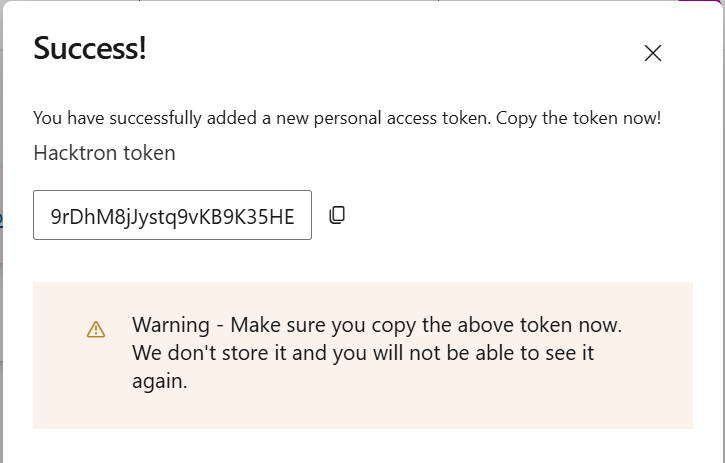 Azure DevOps Copy Token