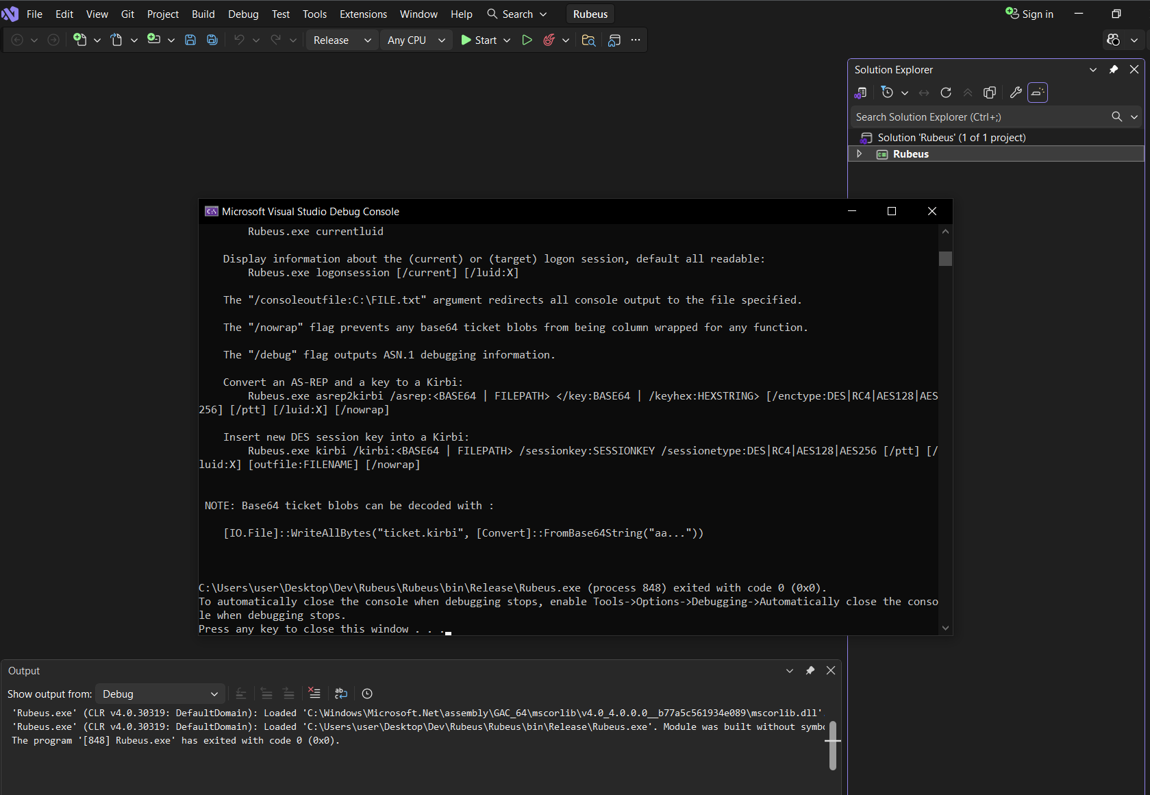 Screenshot of Compiled Executable